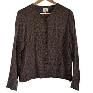 VTG Kathleen Sommers Womens Button Down Blouse Large Brown Minkleaf Quiet Luxury